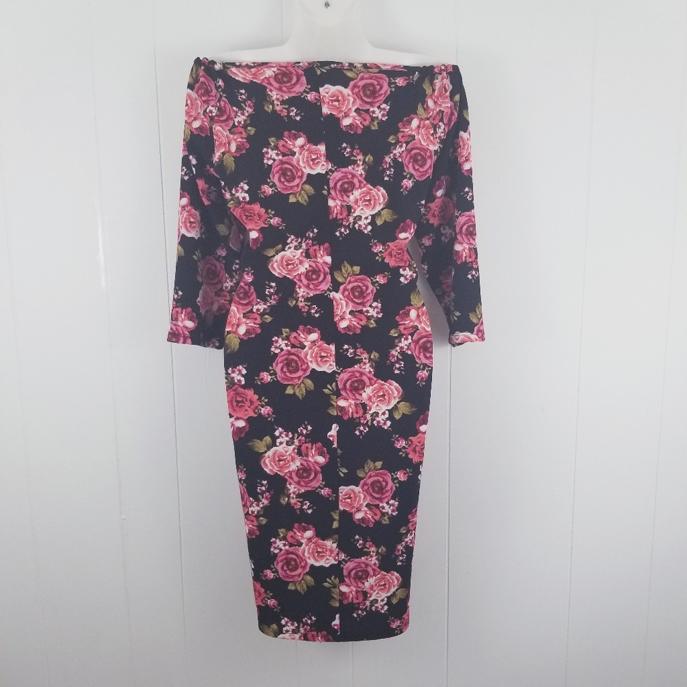Floral Off The Shoulders Bodycon Dress - Picture 5 of 5